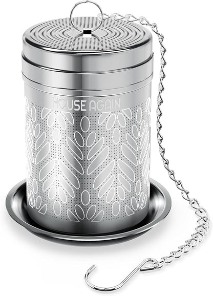 House Again Tea Strainers for Loose Tea, Extra Fine Mesh Tea Infuser, Updated Slim Threaded Lid & 304 Stainless Steel, Tea Ball Filter Bags Diffusers, Loose Leaf Tea Steeper for Brew Spices