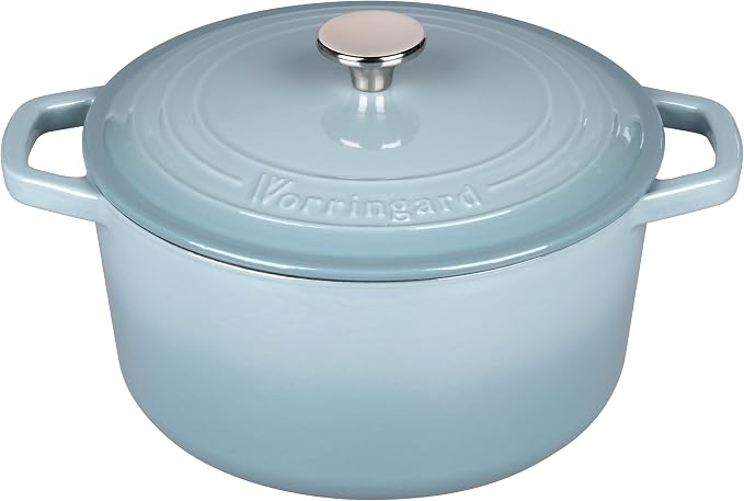 VORRINGARD Enameled Cast Iron Dutch Oven Pot with Lid, for Bread Baking, Round Bread Oven- include Sourdough Bread Baking Supplies Set, 6QT, Sea Salt