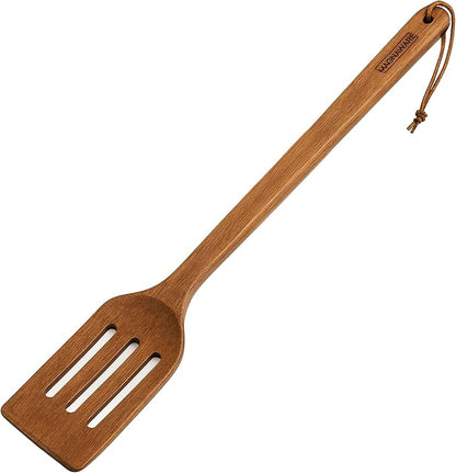 18 Inch Long Wooden Slotted Spoon for Cooking, Acacia Wood Spoon with Holes (Slotted Spatula)