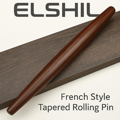 French Rolling Pin (18 Inch) – Wooden rolling pins for baking, Pizza, Pie Crust & Pastry. Cookie Roller – Handmade Tapered Dough Roller - Smooth, Durable & Elegant baking equipment