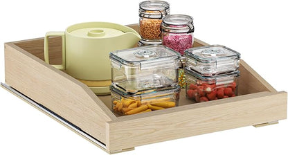 Pull Out Cabinet Organizer 16.5" W x 21" D, Soft Close Slide Out Wood Drawer Shelf for Kitchen Cabinets, Pull Out Cabinet Drawer for Base Cabinet, Pantry and Bathroom Storage, Bottom Mount