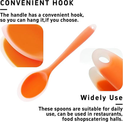 4Pcs Silicone Cooking Spoon, Heat-Resistant Nonstick Silicone Spoon for Stirring, Mixing, Cooking, Baking and Daily Use(Orange)