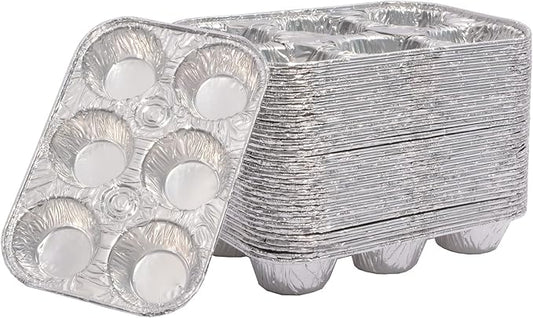 Waytiffer Muffin Pan 6-Cup Cupcake Aluminum Pans Favorite Muffin Tin Size for Baking Cupcakes - Standard Size (6-cup-20Pack)