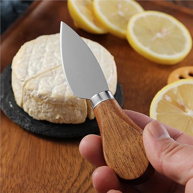 6 Pieces Cheese Knife, Cheese Knives Cheese Board Charcuterie Knife Set Cheese Tools Spreading Knife, Wooden Handle Stainless Steel Slicer Gift Set