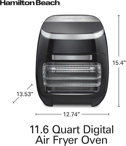 Hamilton Beach 11.6 QT Digital Air Fryer Oven with Rotisserie, 8 Pre-Set Functions including Dehydrator, Roaster & Toaster, 1700W, Black (35073)