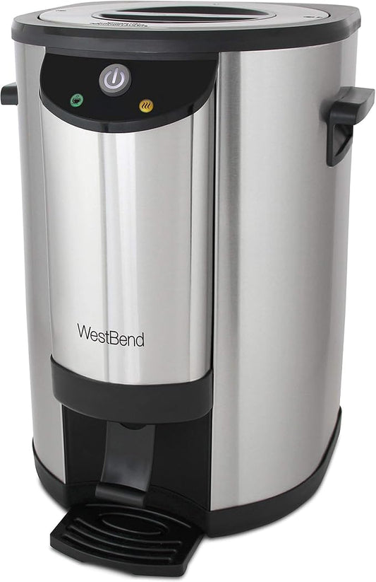 West Bend 57042 Coffee Urn Double Walled Stainless Steel Features Automatic Temperature Control Large Capacity with Fast Brewing and Easy Clean Up NSF Certified, 42-Cup, Silver