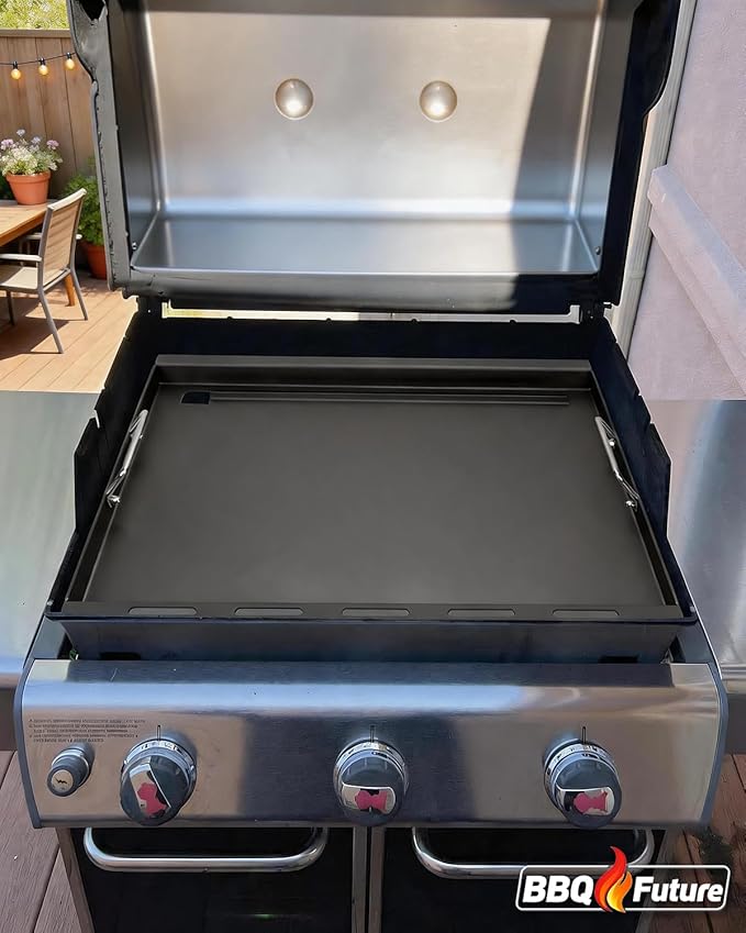 Full Size Griddle Insert for Weber Genesis 300 Series Gas Grills, 7524 Flat Top Grill Griddle Insert with Handles for Weber Genesis E310 E320 S330 EP310 EP320 EP330 CEP-310 Series, Carbon Steel