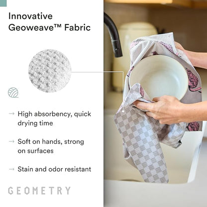GEOMETRY Tea Towels – Spring & Summer Collection – Quick-Dry, Ultra-Absorbent, Reusable Microfiber Kitchen Towels for Drying & Cleaning - Flamingo Dance - 1 Pack