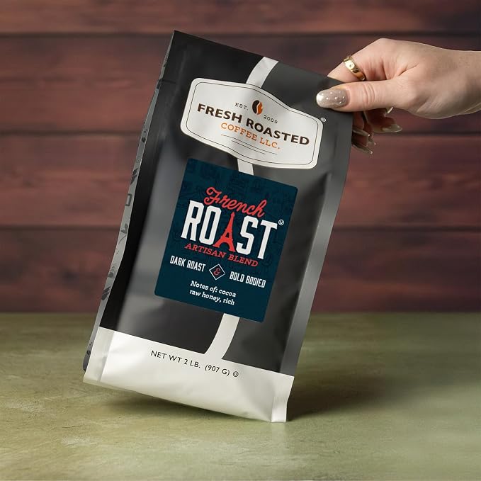 Fresh Roasted Coffee, French Roast Whole Bean Coffee, Dark Roast, Kosher, 2 lb (32 oz)