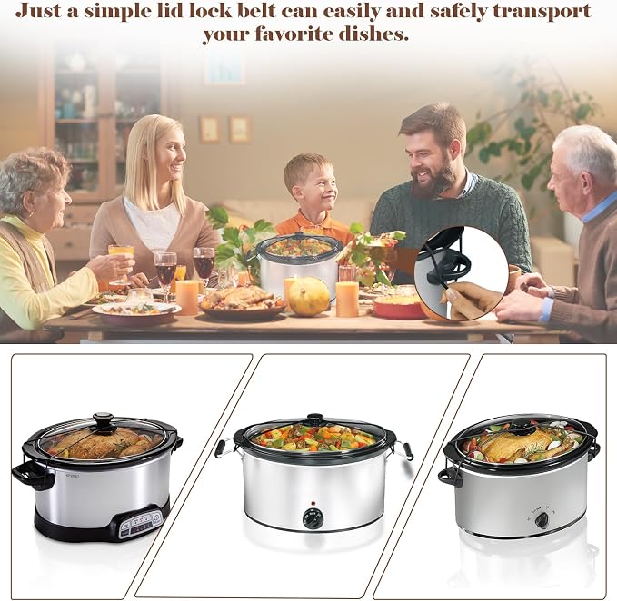 IWIWE 2PCS Crock Pot Rubber Band & Lid Strap – Reusable Silicone Slow Cooker Pot Latch, Compatible with Hamilton Beach 6/7/8 Quart Crock Pots