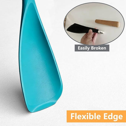 Cooking Spoon for Nonstick Cookwares, Multifunction Silicone Spatula Spoons BPA Free, Great for Mixing, Scooping, Scraping and Serving, Dishwasher Safe (2 Teal, 12.6 inch)