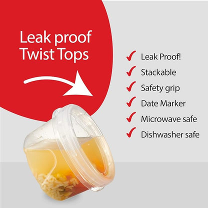 PLASTICPRO 12 Pack Twist Cap Food Storage Containers with Clear Screw on Lid- 16 oz Reusable Meal Prep Containers - Freezer and Microwave Safe Clear Plastic Food Storage