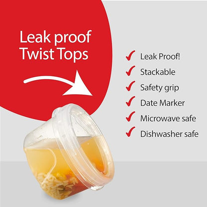 PLASTICPRO 6 Pack Twist Cap Food Storage Containers with Clear Screw on Lid- 16 oz Reusable Meal Prep Containers - Freezer and Microwave Safe Clear Plastic Food Storage