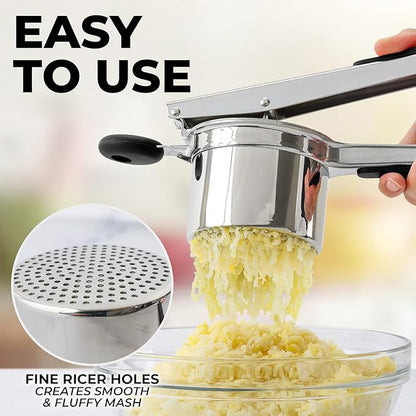 Zulay Kitchen Large 15oz Potato Ricer, Heavy Duty Stainless Steel Potato Masher and Ricer for Mashed Potatoes, Mashed Potato Masher & Potato Press Kitchen Gadget for Perfect Mashed Potatoes