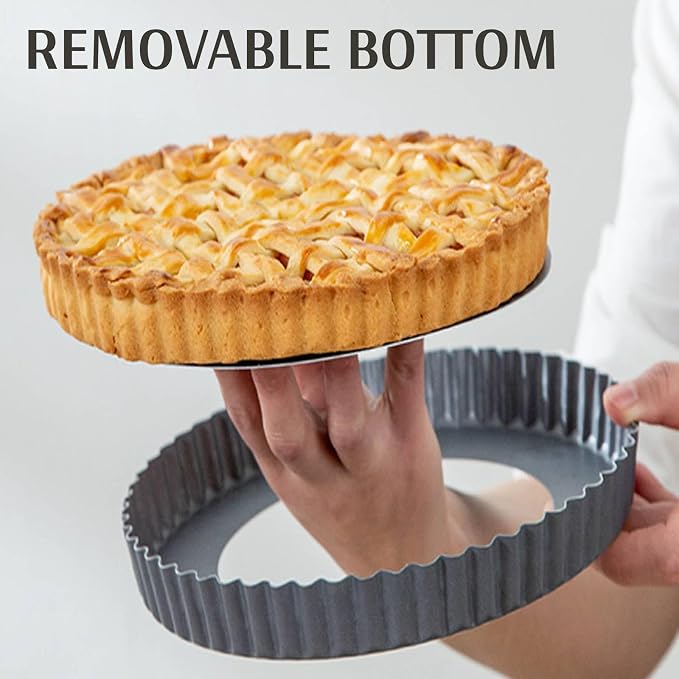 9“ & 11” Deep Dish Tart Pan, 2 Pack Nonstick 2” Tall Tart Pan, Quiche Pan, Carbon Steel Deep-dish Pie Pan with Removable Loose Bottom for Baking Thanksgiving Christmas