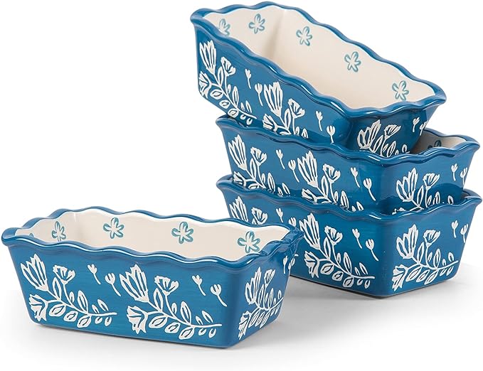 Mini Loaf Pan Bread Pan Ceramic Loaf Pans for Baking Bread Mini Bread Loaf Pans 4-Pieces Bread Baking Pan