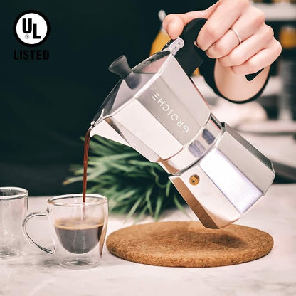 GROSCHE Milano Moka Pot | 6 Espresso Cup - 9.3 oz | Stovetop Espresso Percolator & Coffee Maker – Portable, Ideal for Home and Camping