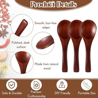 Boao 50 Pcs Small Wooden Spoons, 3.5'' L, Mini Wood Natural Tiny Spoons Wooden Little Teaspoons for Jars Sugar Creamer Honey Spices Salt Kitchen Supplies (Old Paint Color)