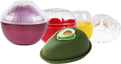 Onion Storage, Avocado Saver Keeper, Reusable Tomato Lemon Holder Storage Container (5 Set)