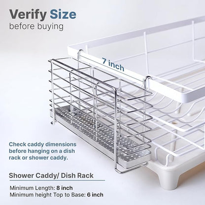 KESOL 304 Stainless Steel Utensil Drying Rack with Hooks & 3 Divided Compartments, Silverware Drying Basket, Spoon and Fork Organizer, Rustproof Kitchen Drainage Basket Accessories, Silver, 2x8.7x5