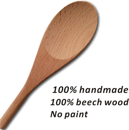 5 PCS Wooden Spoons for Cooking, 12 inch Soup Spoons for Eating, Mixing Stirring Tasting Food, long handle Spoon for Cooking and DIY