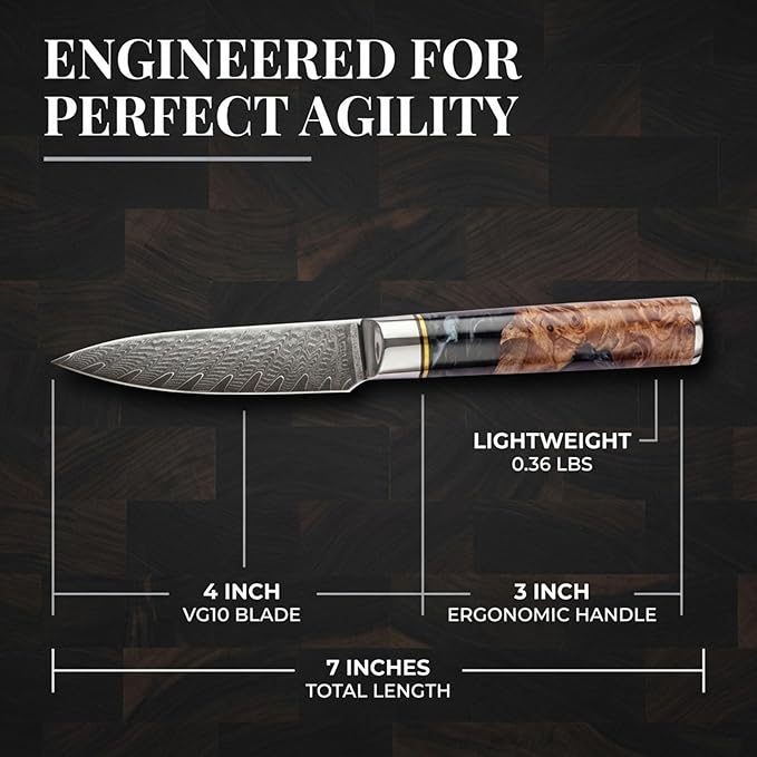 Tidal Black - 4" Paring Knife - Damascus