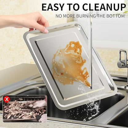 Air Fryer Basket for Oven, OPENICE 15.3" x 11.0" Large Air Fryer Tray and Pan with 30PCS Parchment Papers, Stainless Steel Oven Air Fryer Basket and Tray for Baking Grilling