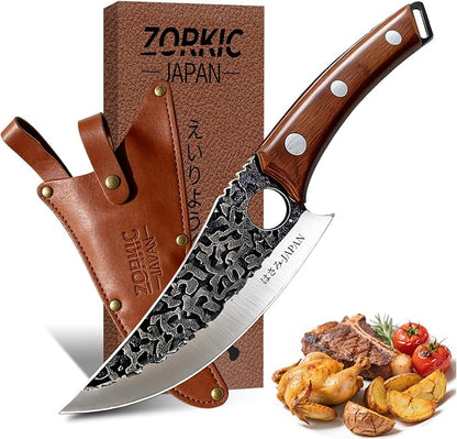 Viking Knife, Butcher Knife Set Hand Forged Boning Knives, Japanese Serbian Chef knives Kitchen Chopping for Meat Cutting Chefs Cleaver Camping Cooking, BBQ, Gifts for Men