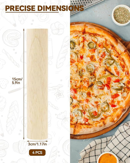 6 Inch Small Wooden Rolling Pin, 4 PCS Dumpling Dough Roller Wooden Mini Rolling Pins, Wooden Rolling Pin Set for Fondant, Pasta, Bread, Pastry, Cookies, Pizza, Pie Kitchen Utensil Tool