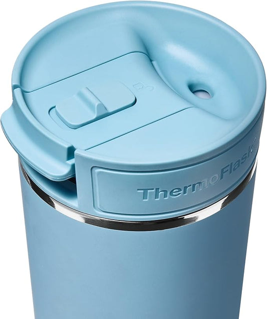 ThermoFlask Stainless Steel Travel Coffee Tumbler with Sip-N-Lok Auto-Seal Lid (16 oz, Shaded Teal) - Leakproof Insulated Mug for Coffee & Tea