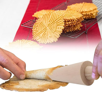 Wood Cone Roller Pizzelle Roller Krumkake Ice Cream Cone Roller Mold Natural Waffle Cone Roller Wooden Mini Waffle Cones Pastry Decorating Baking Pastry Tool Cone Mold Pizzelle Makers Pastry Roller