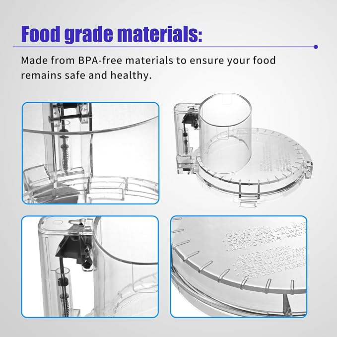 4 Locking Tabs DFP-14NWBCT1 Clear Food Processor Work Bowl Cover Compatible with Cuisinart Tritan Only fits Bowl DLC-005AGTXT1 Fits Model DFP-14, NOTE:This New Lid Only Fits WorkBowl with 4 Tabs