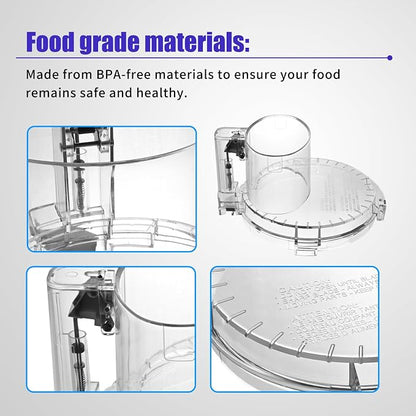 4 Locking Tabs DFP-14NWBCT1 Clear Food Processor Work Bowl Cover Compatible with Cuisinart Tritan Only fits Bowl DLC-005AGTXT1 Fits Model DFP-14, NOTE:This New Lid Only Fits WorkBowl with 4 Tabs