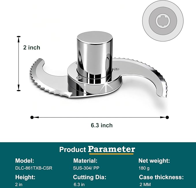 DLC-861TXB-CSR for Cuisinart Food Processor DFP-11, DLC-2011, DLC-8 Only | No Microplastic Release, Modular, Resists Cracking & Chipping & Grease, Easily Handle Hard Ingredients, Serrared Edge