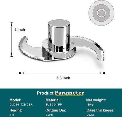 DLC-861TXB-CSR for Cuisinart Food Processor DFP-11, DLC-2011, DLC-8 Only | No Microplastic Release, Modular, Resists Cracking & Chipping & Grease, Easily Handle Hard Ingredients, Serrared Edge