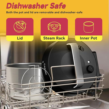Electric Pressure Cooker 6 Qt, 9 Functions Programmable Instant Pot with IMD Touchscreen, Rice Cook, Slow Cook, Steam, Sauté, Warm, 16+ Safety Features, 1000W Black