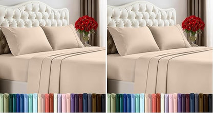 Utopia Bedding Full Sheet Set – 4 Piece Bed Sheets for Full Size Bed, Soft and Breathable Microfiber, Includes 1 Fitted Sheet, 1 Flat Sheet and 2 Pillowcases (Beige) (Pack of 2)