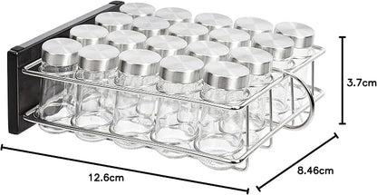Amazon Basics 20 Jars Spice Rack Organizer, Space-Saving Kitchen Organizer with Glass Spice Jars, Sturdy, Silver