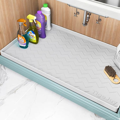 TigeJoy 19" x 19" Under Sink Mats for Kitchen Waterproof, Leak-Proof Silicone Mat Sink Protector and Cabinet Liner, Kitchen Essentials Organizer and Storage, Boot or Shoe Tray, Pet Feeding Mat