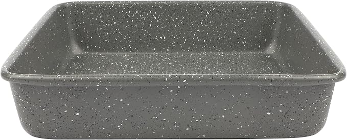 David Burke 9" Square Bake Pan, Carbon Steel, Non-Stick, PFTE & PFOA Free, Oven Safe – Gray Speckle