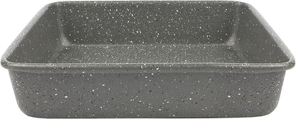 David Burke 9" Square Bake Pan, Carbon Steel, Non-Stick, PFTE & PFOA Free, Oven Safe – Gray Speckle
