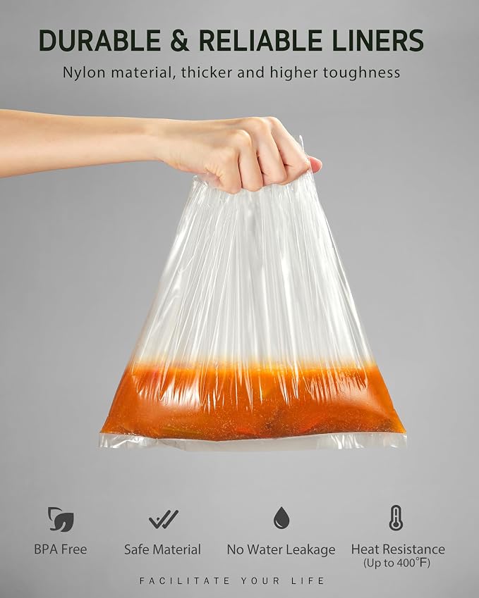Syntus Slow Cooker Liners, 30 Count Cooking Bags Large Size Disposable Pot Liners Plastic Bags, Fit 1.5QT to 2QT for Slow Cooker Cooking Trays, 10"x 13", 30 Liners