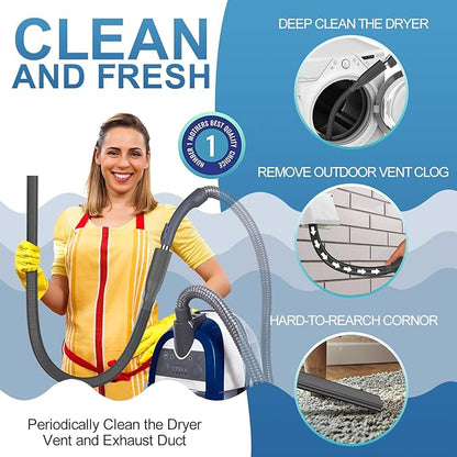PetOde Dryer Vent Cleaner Kit Vacuum Hose Attachment, Quickly Removes Lint, Cleaning Supplies, Black