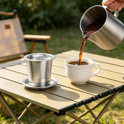 Reusable Stainless Steel Coffee Cup with Measuring Spoon for Single Serve Machines Sustainable Design