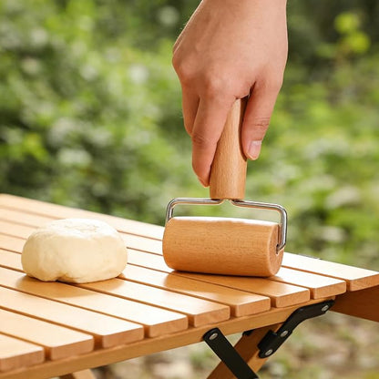 Small Rolling Pin, Wooden Dough Roller, Non-Stick Pizza Roller, T Type Rolling Pins for Kitchen Baking, Pizza Dough Press (2.8 * 5.1 inch)