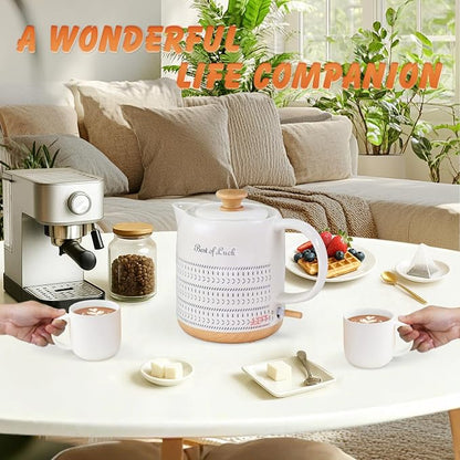Ceramic Electric Kettle 1 Quarts, Hot Water Boiler Electric Kettles, Tea Pot with LED Light, Boil Dry Protection, Short Spout 1000W Fast Boil, Automatic Shut-off