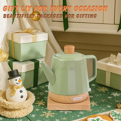 Ceramic Electric Kettle 1.2L, Automatic Shut Off Tea Kettle & Hot Water Boiler Pot For Coffee & Tea, Prevent Boil Dry, 1000W, Seed-green