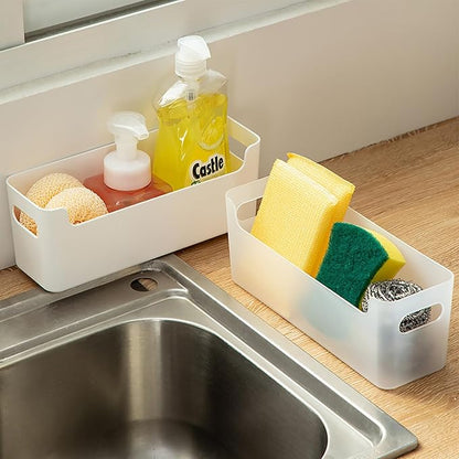 3 Pcs Kitchen Cabinet Door Organizer, Adhesive Mount Inside Cabinet Door Storage, Under Sink Storage Shelf for Kitchen,Bathroom,Office (White)