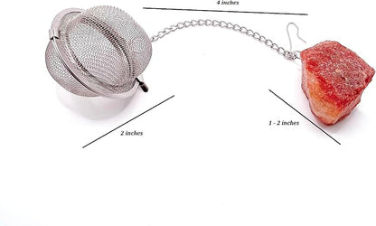 Crystal Tea Infuser, Raw Amethyst Rose Quartz Green Aventurine Tiger Eye Red Agate Tea Strainer, Tea Steeper Gemstone Gift for Tea Lovers, LuckLoves (Red Agate)