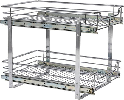 Household Essentials Chrome-Plated Steel Dual-Tier Slide-Out Organizer